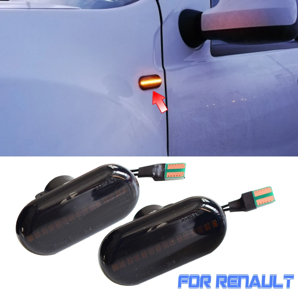 

2Pcs Dynamic LED Side Marker Light Flowing Turn Signal Light Blinker For Renault Clio1 2 Espace Kangoo Laguna Master Megane