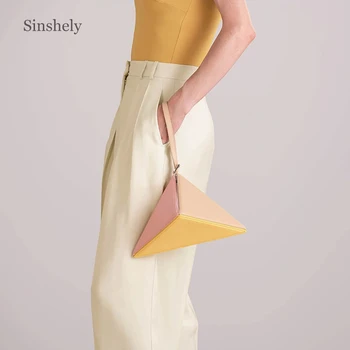 

Pink Triangle Box Foldable Handbag Ladies 2019 Personality Changeable Shoulder Bag Cool Small Hand Bag Woman Pouch