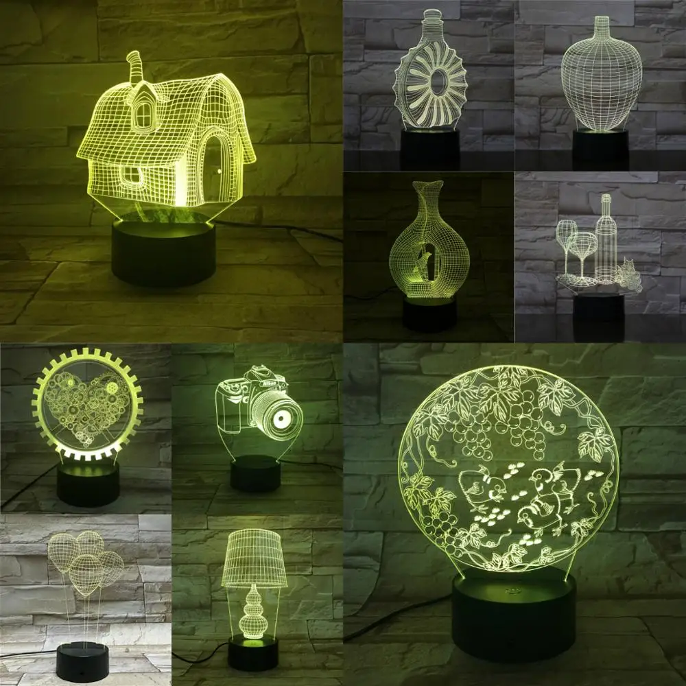 Домашняя 3D лампа бутылка для вина дом баллон камера Luminaria акриловая пластина для детей креативный красивый подарок на день рождения люсис привело деко