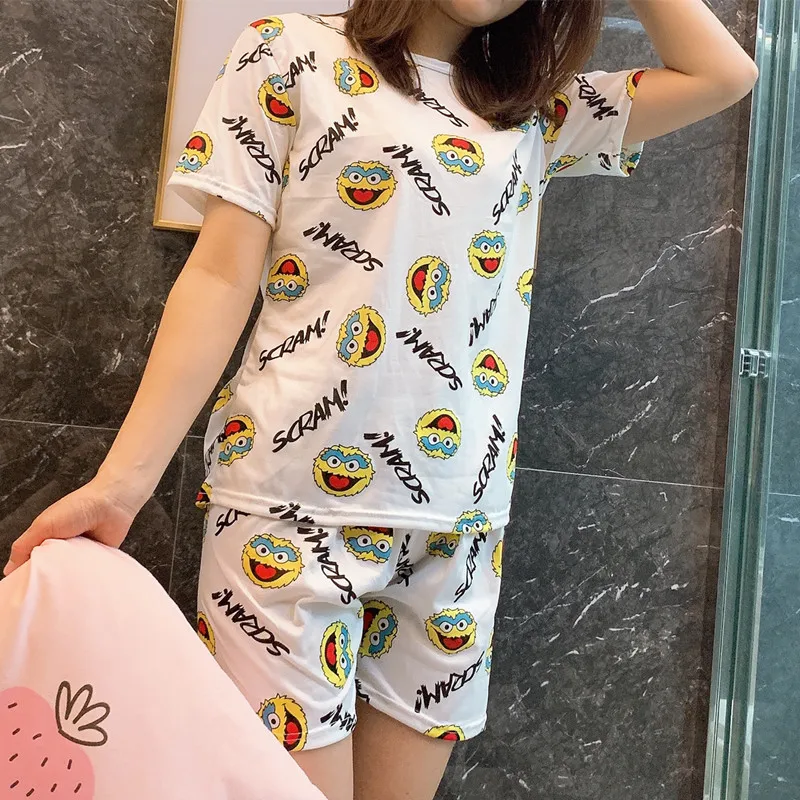 

Pajamas Summer Korean-style Cute GIRL'S Short Sleeve Shorts Pajamas Women's Summer Homewear Set
