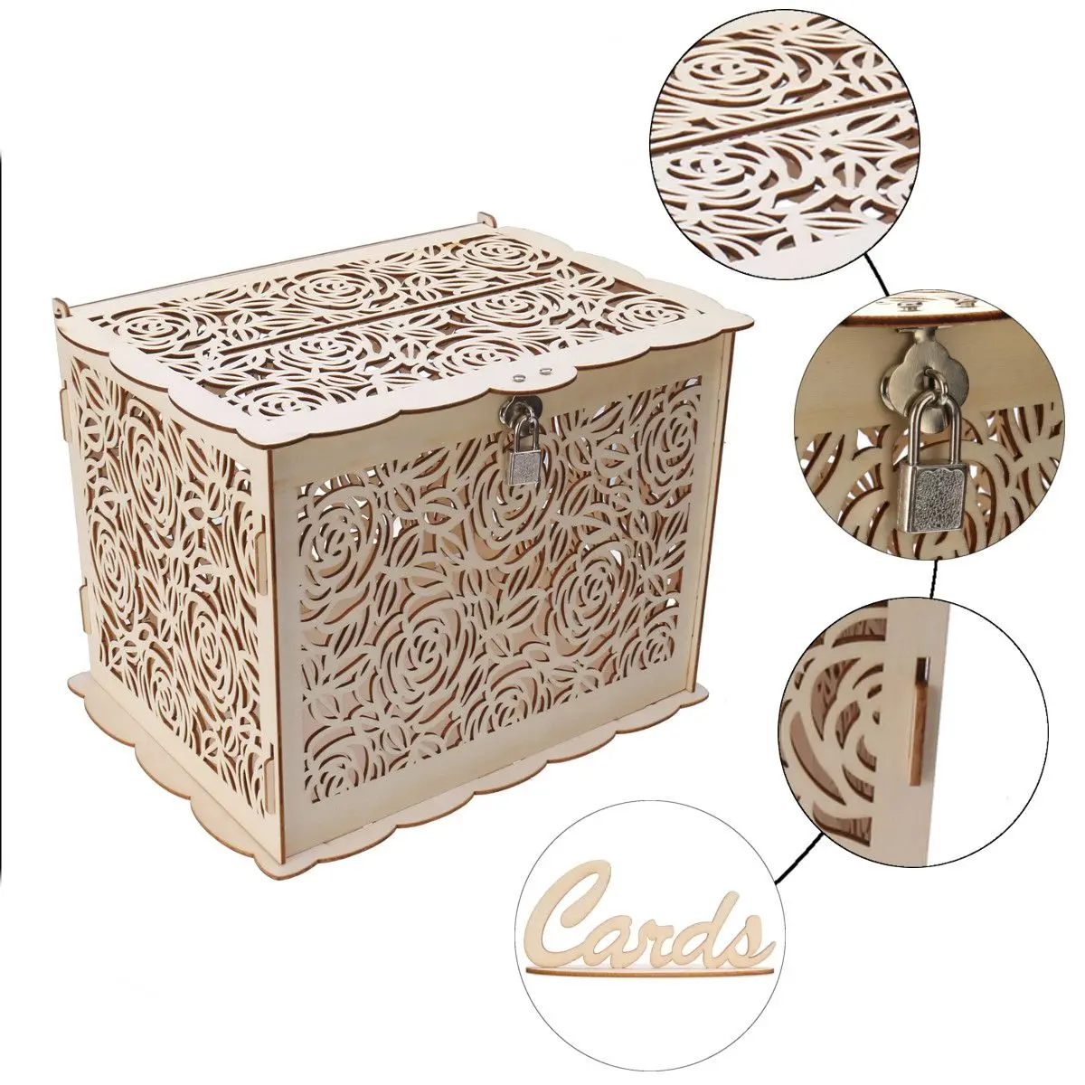 DIY коробка для свадебных подарочных карт деревянная коробка для денег с замком красивые свадебные украшения принадлежности для хранения денег на день рождения