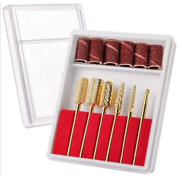 

Nail Drill Bits Set Gold Carbide Nail Art Bit Tools With Case Storage(1 Set Of 6Pcs Fine Drill Bits)