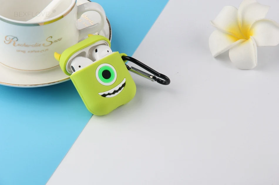3D чехол для наушников для AirPods 2, силиконовый чехол с милым мультяшным медведем для Apple Air pods, чехол для наушников с котом, поросенком, кольцом на палец