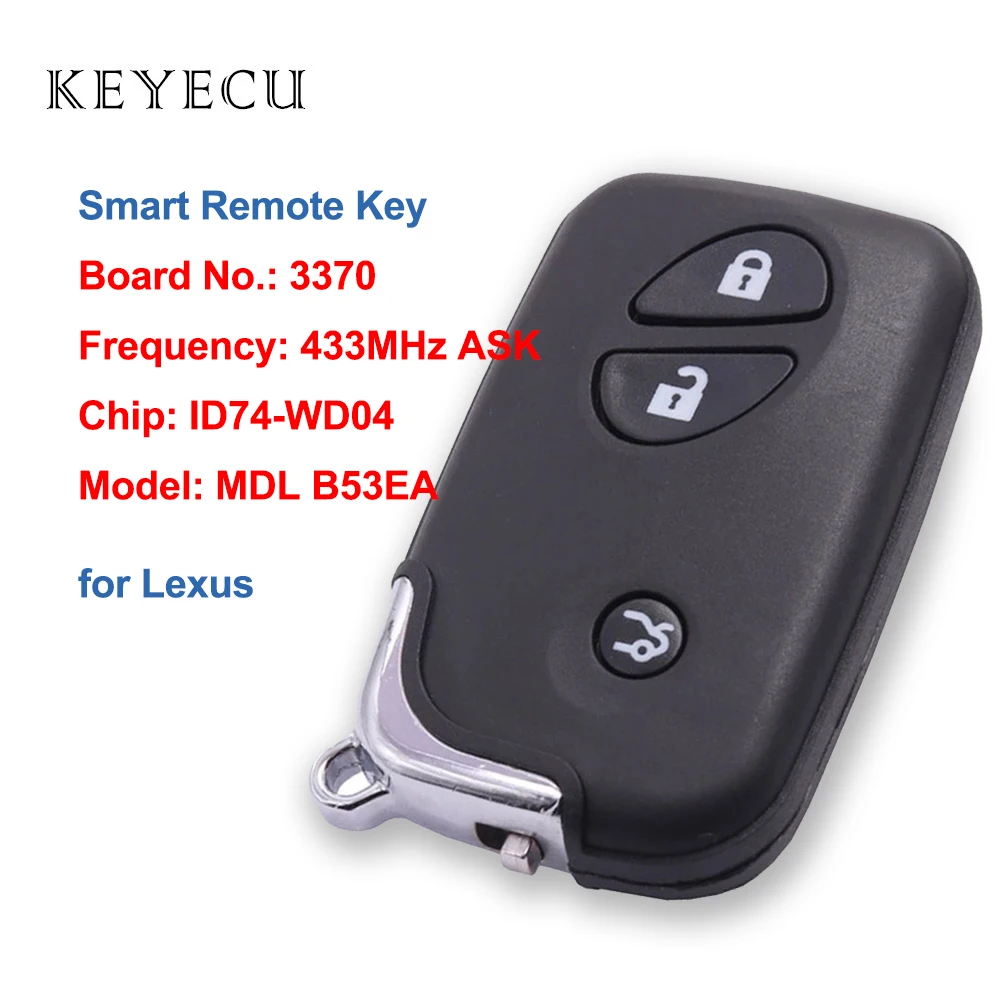 

Keyecu Smart Remote Key for Lexus ES350 IS250 IS350 GS300 GS350 GS430 GS450H GS460 LS460 LS460 LS600H PCB 3370 Model: MDL B53EA