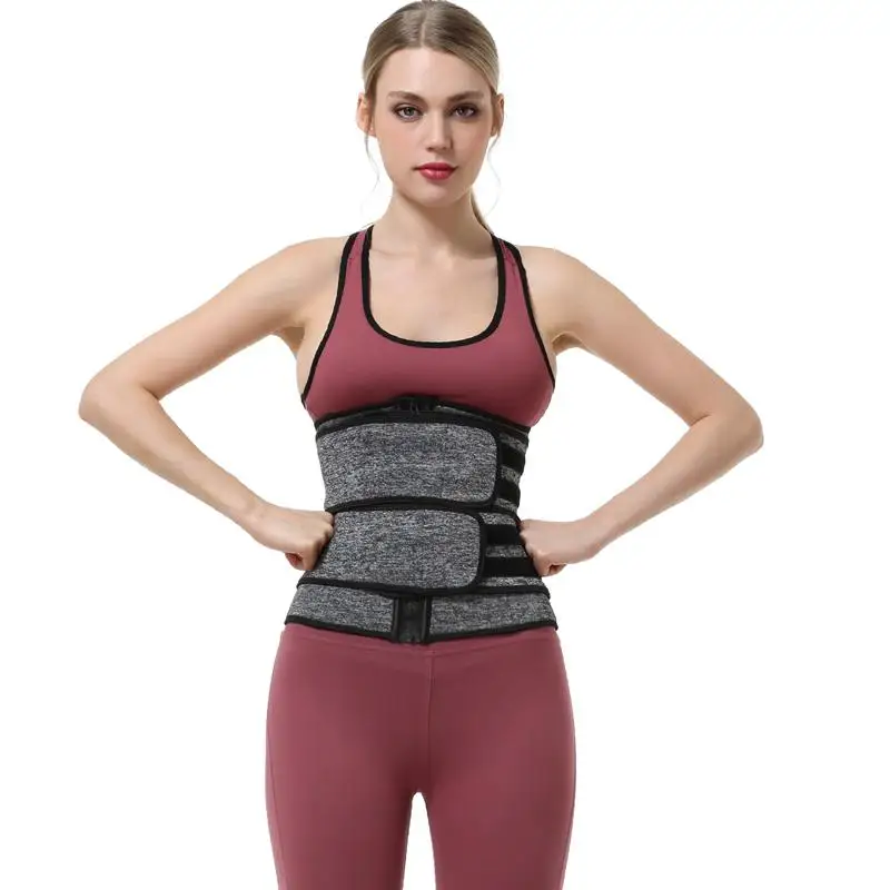 

High Quality Double Band Compression Waist Trainer Body Shaper Workout Slimming Belts Velcro Tape Zipper Strap Underbust Corset