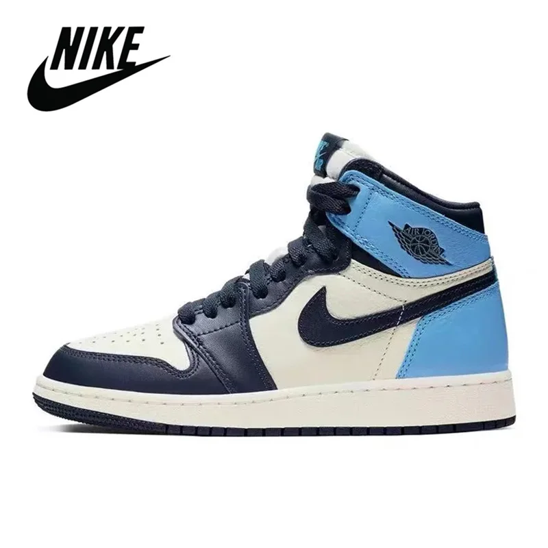 Оригинальные баскетбольные кроссовки Nike Air Jordan 1 Obsidian Retro High OG Court для мужчин и