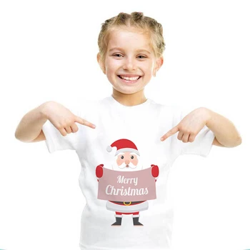 

Summer Funny Boys Clothes Cute Christmas Old Man Cartoon Print T-shirt Girl Leisure Cool Kids Shirt Short Sleeve White T Shirts