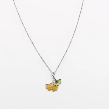 

New fashion trend wild ginkgo leaf cross necklace ladies temperament pendant romantic pendant