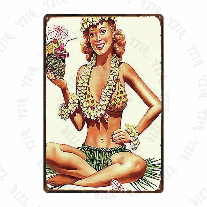 Surf Aloha Hawall винтажная жестяная вывеска хула пляж металлическая пластина для стены паба кафе домашнего искусства Ремесло Декор Куадрос DU-5415A - Цвет: DU-5421