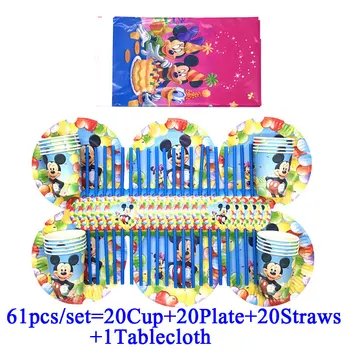 

Mickey Mouse Party Supplies Baby Shower Birthday Cups Plate Straws Disposable Tableware Set Mickey Party Decorations Tablecloth