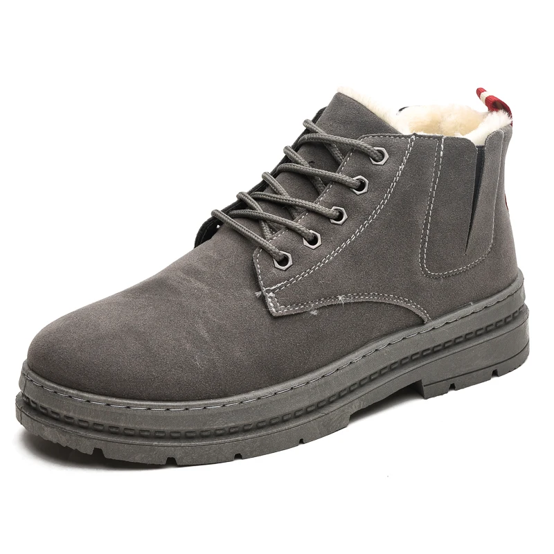 Men Boots Grey Зимние теплые мужские ботинки на толстой подошве; модные кроссовки; мужские зимние ботинки; обувь для улицы; мужские Ботильоны; Цвет Черный - Цвет: Men Boots Grey