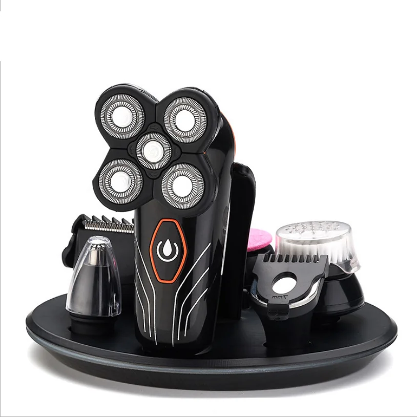 Black With Box Мужская бритва 5 в 1, многофункциональная электрическая бритва, Мужская бритва, Беспроводная Машинка для стрижки волос, триммер, 4D перезаряжаемая бритва - Цвет: Black With Box