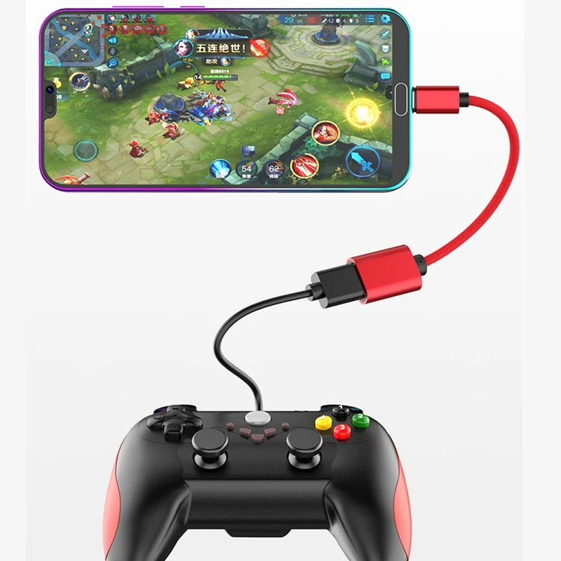 Usb Otg type C к usb-адаптеру Otg Быстрая зарядка type-C зарядное устройство нейлоновый плетеный кабель для передачи данных конвертер-красный