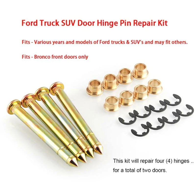 Door Hinge Pin & Pin Bushing Kit for Ford Bronco F150 F250 F350 Pickup Truck