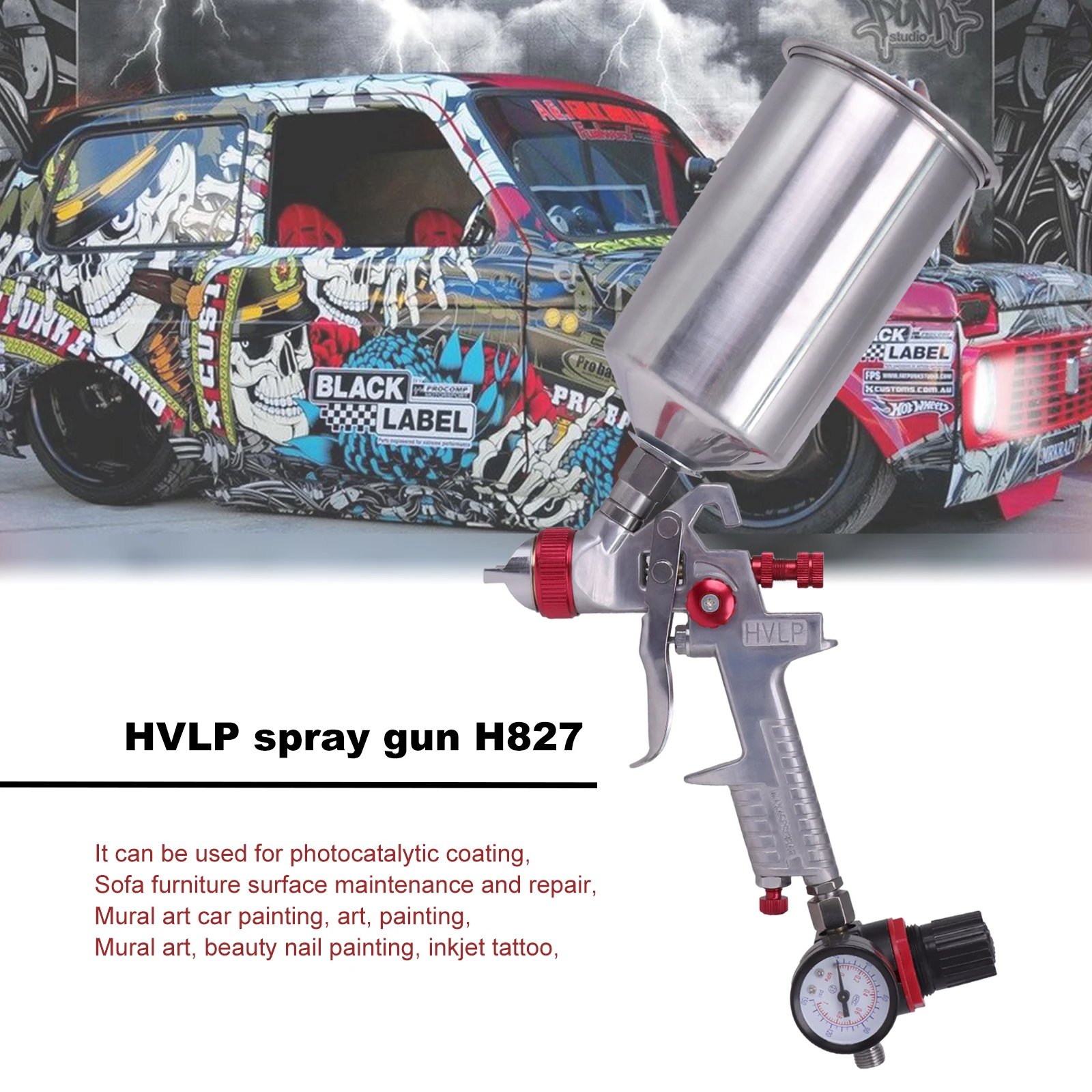  HVLP   , Ʈ й, 1000ML ߷ ǵ  귯 ŰƮ, ڵ  , 1.4mm, 1.7mm, 2.0mm 