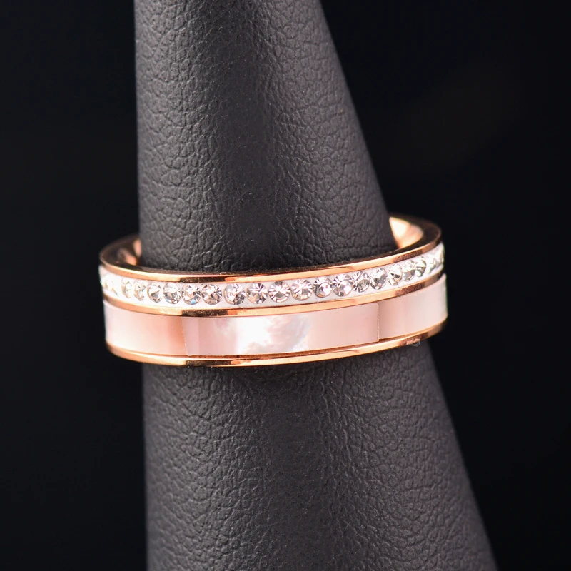 SINLEERY, простые кольца из нержавеющей стали, розовое золото, натуральный кристалл, свадебные кольца для женщин, ювелирные изделия JZ652 SSD