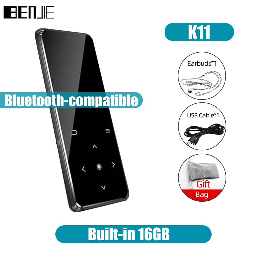 BENJIE K11 HIFI Mp3 Music Player With Bluetooth 16GB Smart Touch