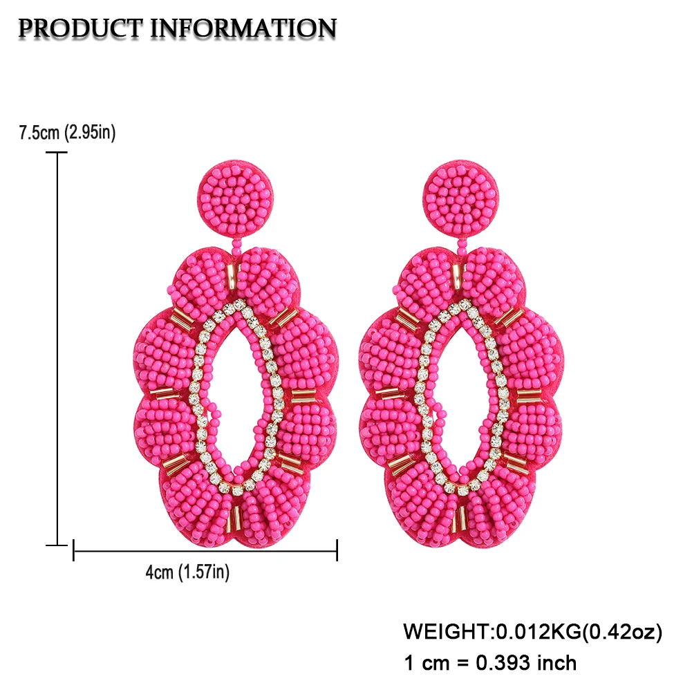 Dvacaman New Bohemia Colorful Beaded Flower Statement Drop Earrings For  Women Ethnic Handmade Seed Beads Dangle Earrings Jewelry - Dangle Earrings  - AliExpress