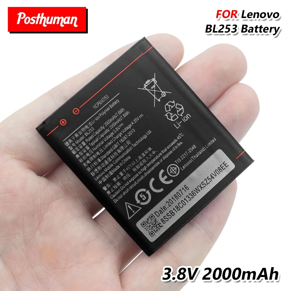 3,8 V 2000 мА/ч, BL253 Перезаряжаемые литий Батарея BL-253 телефон Батарея BL 253 для lenovo A2860 A1000 A1000m A3600d A2800d A2010