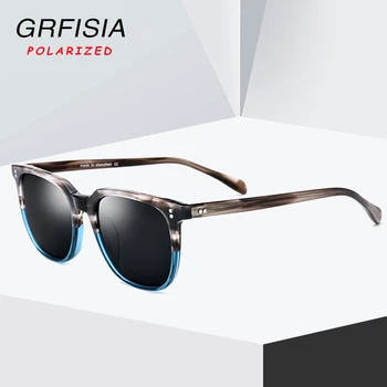 

GRFISIA Fashion Square Polarized Sunglasses Men Lightweight Durable Acetate Frame Sun Glasses Polaroid Lens Driving Goggles G28