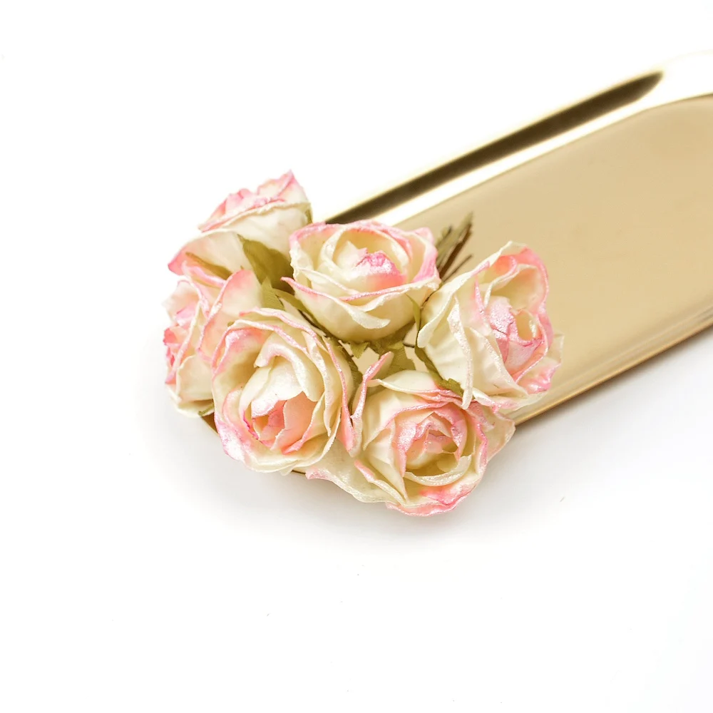 6 шт. искусственный цветок 4 см шелк ярко розовая роза Искусственные цветы украшение дома DIY ВЕНОК Подарочная коробка скрапбук поддельный цветок - Цвет: Powder white