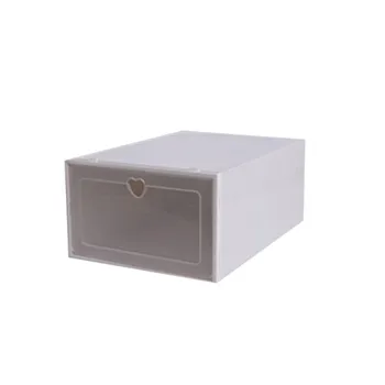 

1PC Household Foldable Clear Shoes Storage Box Movable Portable Waterproof Plastic Stackable Shoe Organizer White Storage Box