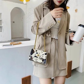 

Popular Simple Female Daily Bag Fashion Women Chain Shoulder Bag Cow Milk Print Travel Daily Crossbody Handbags