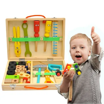

Wooden Tool Toys Pretend Play Toolbox Accessories Set Educational Learning Construction Kids toys Juguetes Brinquedos игрушки