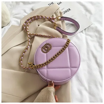 

New Diamond Lattice Shoulder Bags Luxury Soild Color Handbags Women Bags Designer Female Chain Messenger Bag Round Small Bag
