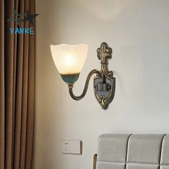 

American wall lamp iron living room lamp bedroom background wall lamp headlights xuan off the aisle room decorative lighting.