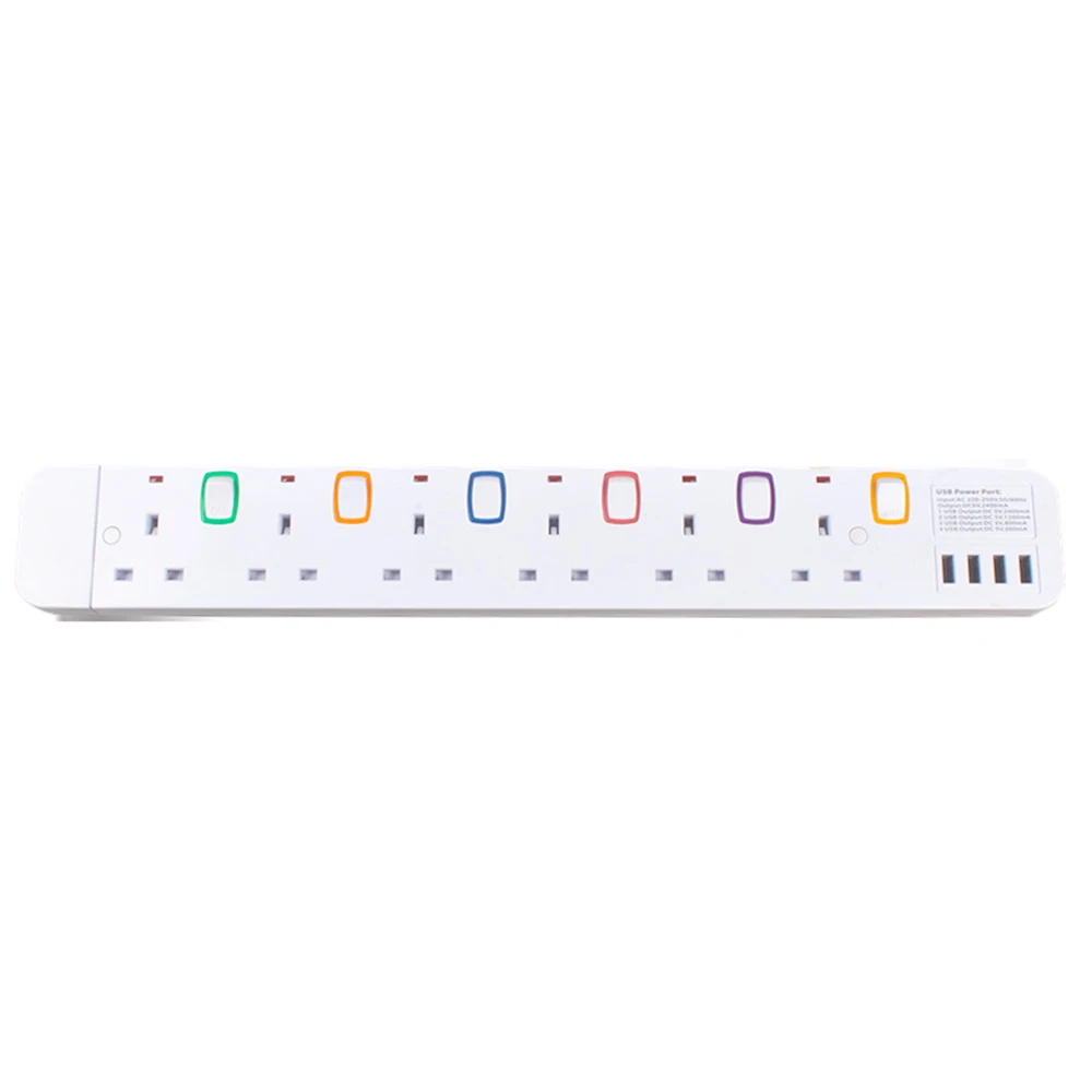 6 AC Socket Мощность полосы 3/4/5/6 AC электрические розетки штепсельная розетка стандарта Великобритании с USB индивидуальный переключатель защита от перегрузки 3 м/9.8ft удлинитель - Цвет: 6 AC Socket