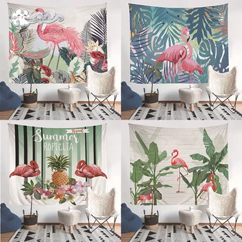 

Flamingo Tapestry Wall Hanging For Living Room Nordic Style Bedspread Beach Towel Home Wall Decorative Tapestry