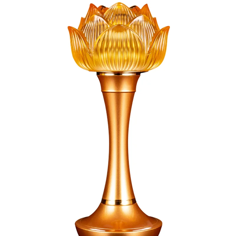 

Lotus Lamp for Buddha Worship Household God of Wealth Offering for Buddha Lotus Lamp Plug-in Led Colored Glaze Pilot Lamp Pair