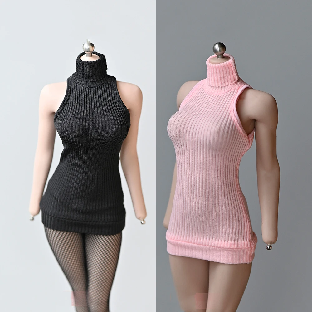 

1/6 Soldier clothes tbl ph coated female body model accessories trend thick stripe high neck and shoulder-cut sweater