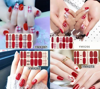 

14 Tips / Sheet Korean Style Nail Wrap Decoration Adhesive Waterproof Polish Stickers Art Accessories Solid Strips Glitter