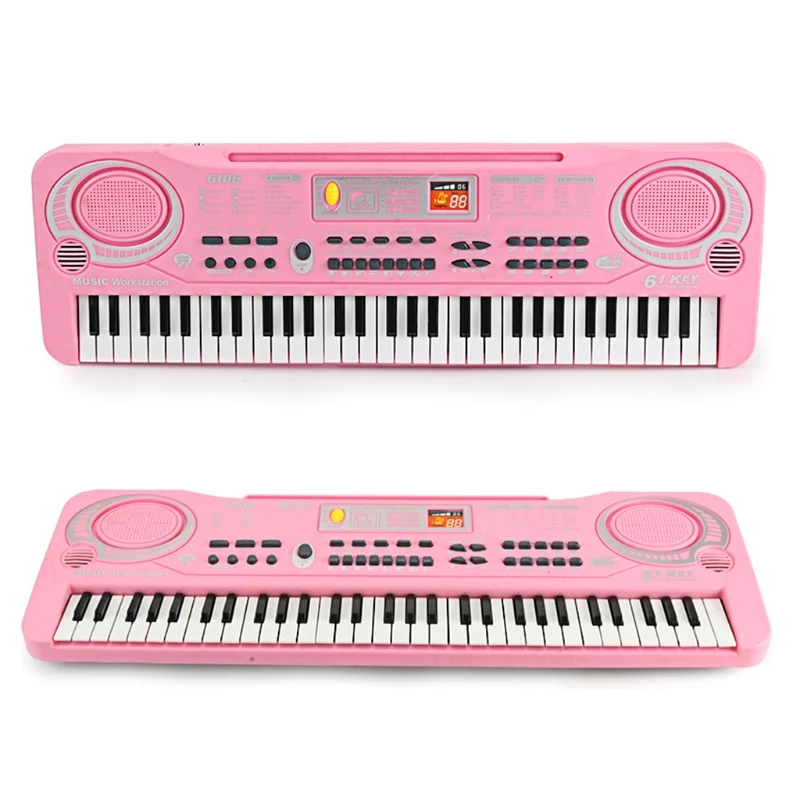 Educational Toy Pink 61 Keys Multi-Function Electronic Kids Pink Piano Keyboard 