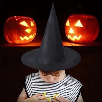 

Besegad 4PCS Witch Hats Foldable Pointed Cap Wizard Hat Headwear Fancy Costume for Halloween Party Masquerade Cosplay Favor