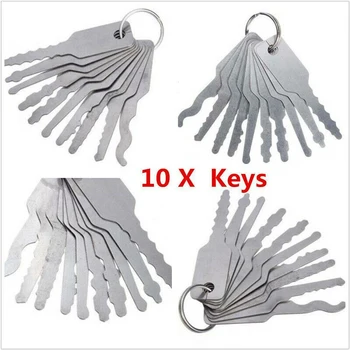 

10Pcs/Set Jiggler Key Dual Sided Stainless Car Unlock Lock Repair Open Accessories Tool Set Kit High Quality Car Accessories