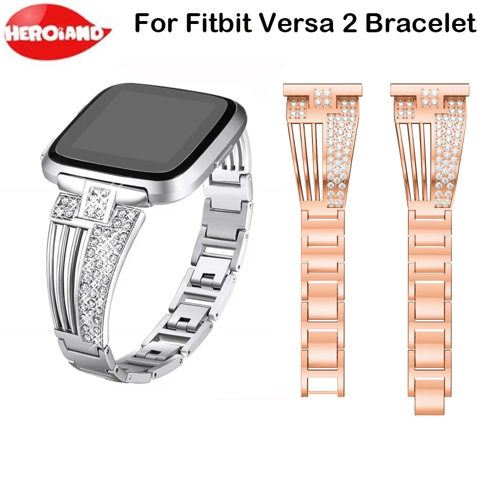 

For Fitbit Versa 2 Band Metal Wrist Watch Strap Replacement Bracelet Belt For Fitbit Versa/Versa Lite Bling Rhinestone Watchband