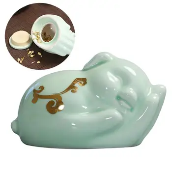 

Tea Jar Mini Cartoon Sleeping Pig Shape Tea Can Porcelain Storage Container Sealed Canister Coffee Sugar Jar Gift for Home