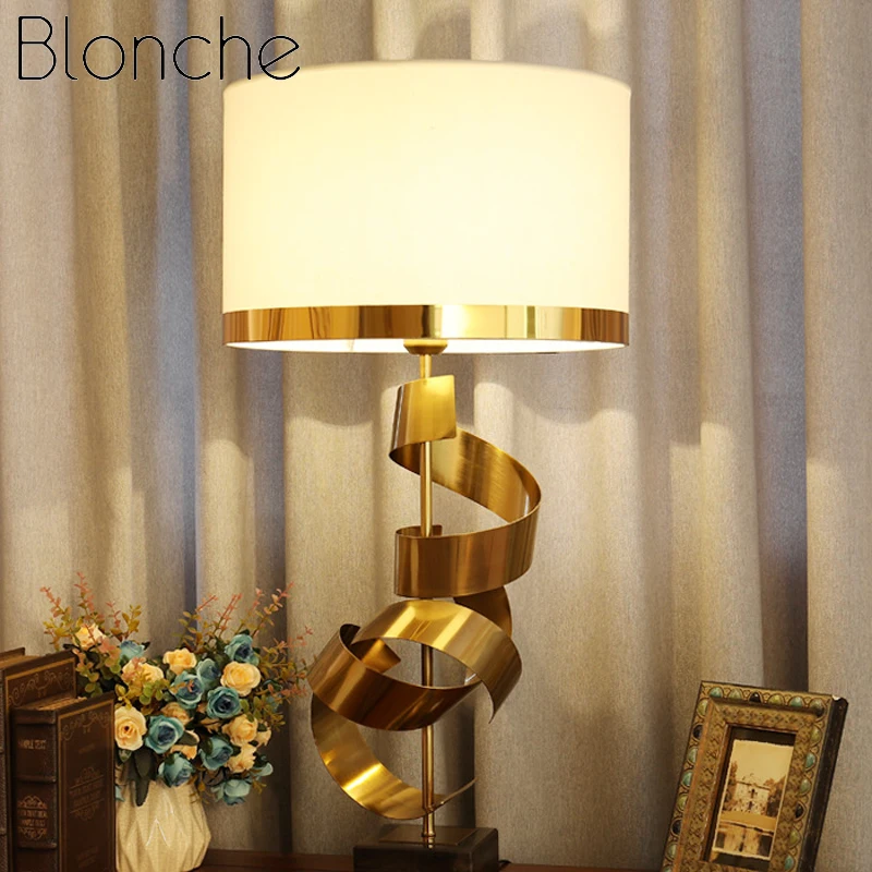 Blonche, скандинавские железные художественные настольные лампы, E27, тканевые Настольные светильники для дома, спальни, прикроватные, декор для гостиной, светильники из Золотого Металла