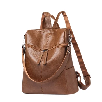 

Women's Fashion Casual Party Personality Shoulder Leather Backpack Brown