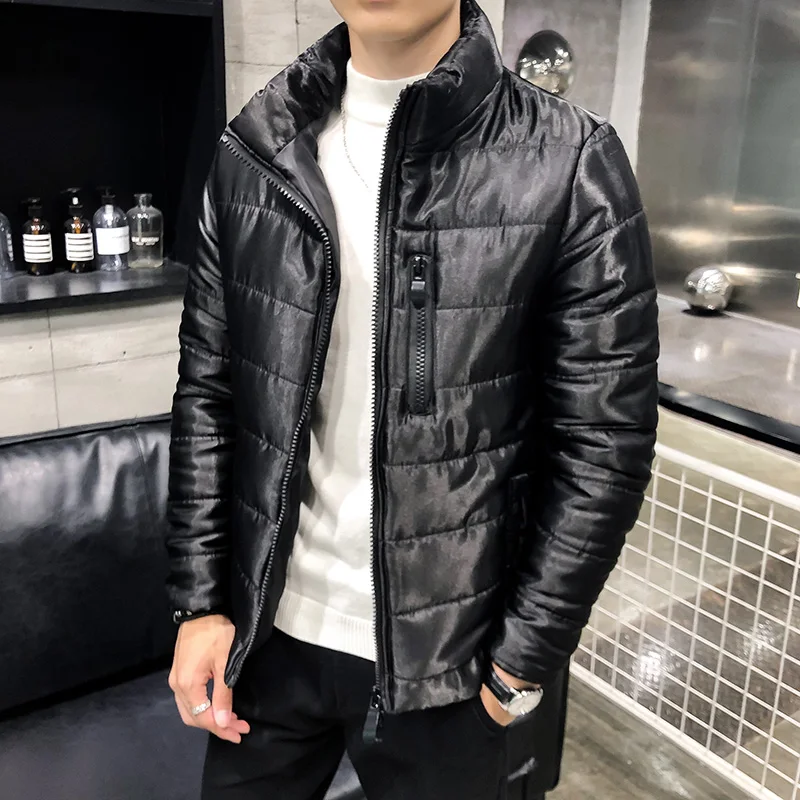 

The new 2020 men's bright cotton clothes fall and winter down jacket winter wear trend with velvet and thick coat