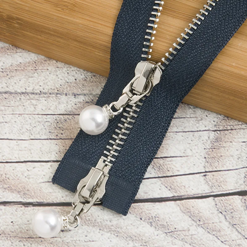 navybluesilver120cm 1 шт. 85 см 120 см 5# жемчужная металлическая молния экологически чистое открытое пальто куртки застежки-молнии для шитья одежды молнии DIY ремесло KY969 - Цвет: navybluesilver120cm
