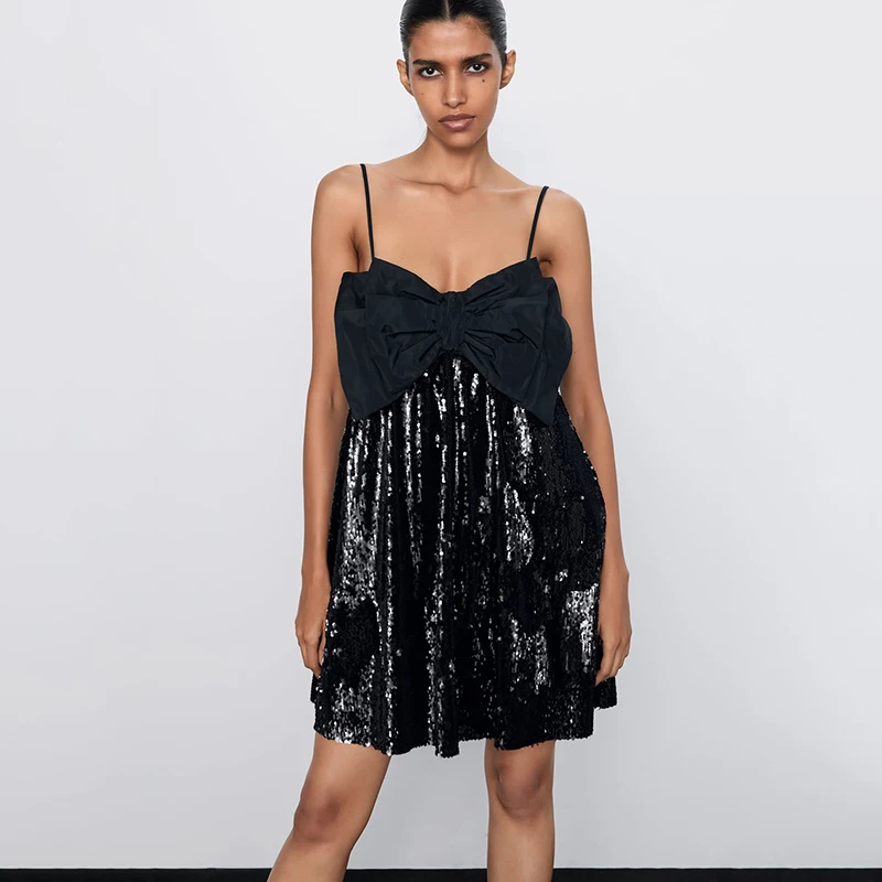 ZA Новое Женское Платье на бретелях модное сексуальное платье с v-образным вырезом