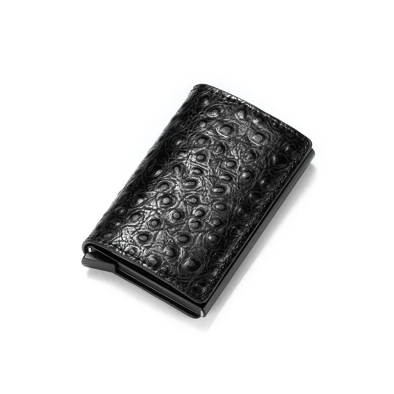Bycobecy Rfid держатель для карт, мужские кошельки, сумка для денег, Мужской винтажный черный короткий кошелек, высокое качество, всплывающий кошелек, мини солидный кошелек - Цвет: Black ZF004