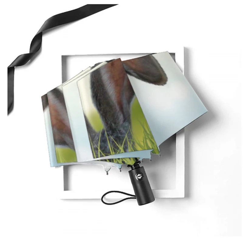 Зонт от дождя для мужчин и женщин Ветрозащитный с принтом милых кроликов