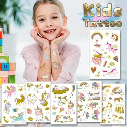Girl Child Kids Tattoo Golden Rainbow Unicorn Wings Magic Fairy Bee Waterproof Temporary Tatto Stickers Flash Body Art Man Woman