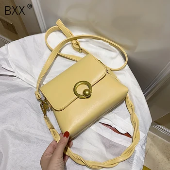 

[BXX] Solid Color PU Leather Crossbody Bags For Women 2020 Summer Elegant Shoulder Handbags and Purses Ladies Travel Totes HN433