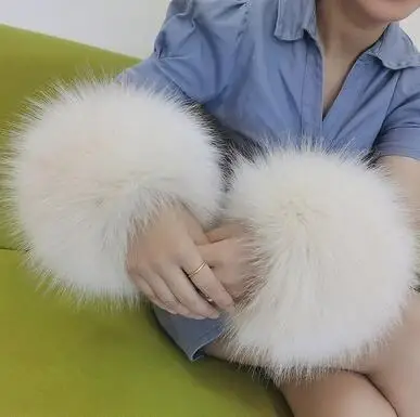 Autumn and winter women's extra large faux fur fox fur cuff winter oversleeps hand ring wristiest gloves arm warmer